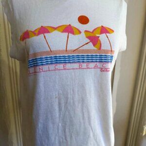 Vintage 1985 Venice Beach California Sleeveless P&Y T Shirt Co T Size L